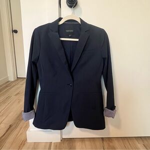 Banana Republic Navy Blazer with Striped Cuffs